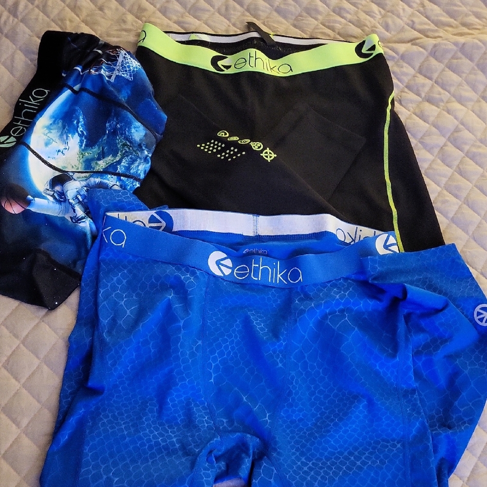 ethika Boxer Briefs Trio - Blue, Black & Neon Yellow